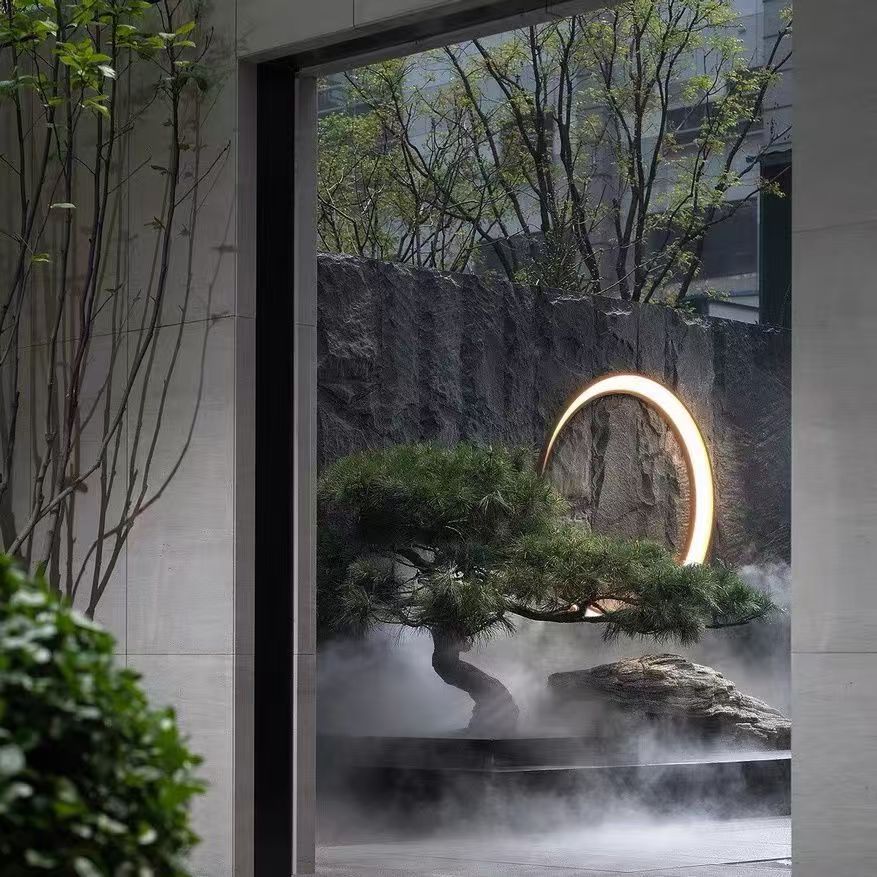 Modern Minimalist Stainless Steel & PC Round Moon LED Wall Sconce Lamp Outdoor Patio