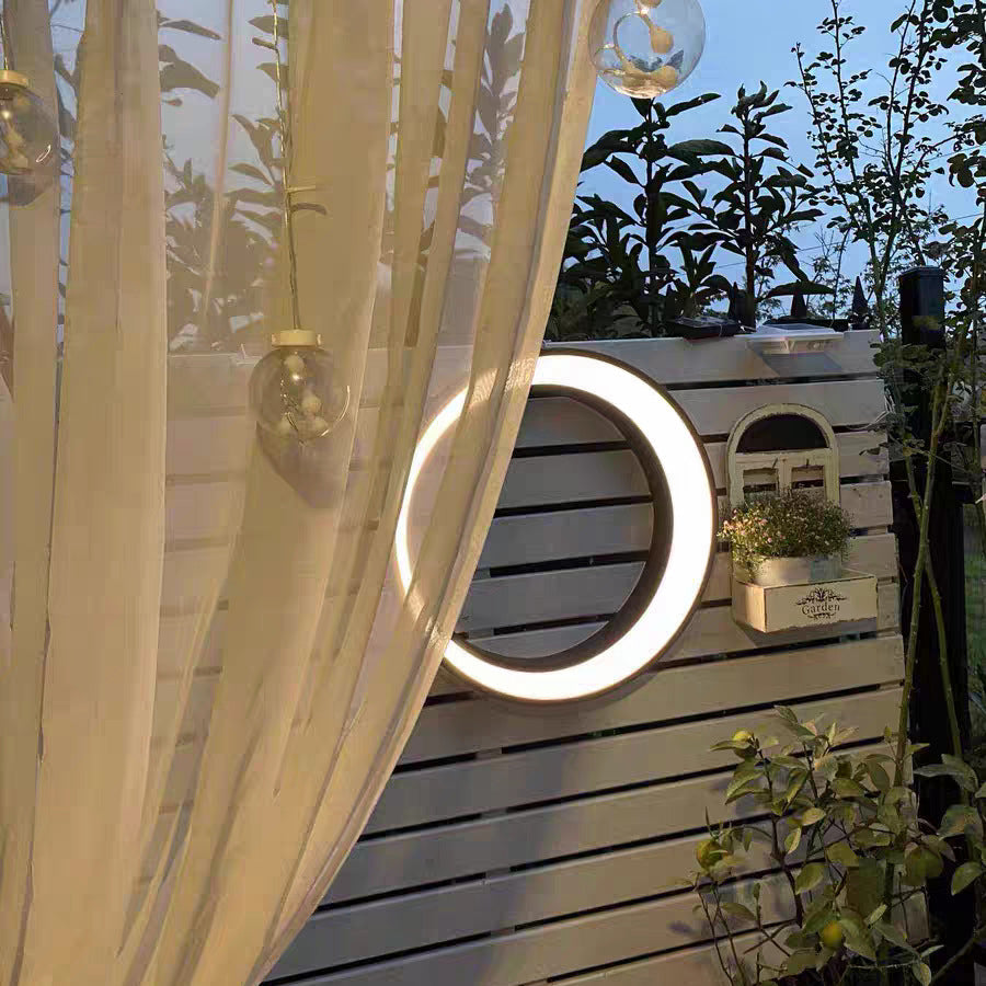 Modern Minimalist Stainless Steel & PC Round Moon LED Wall Sconce Lamp Outdoor Patio