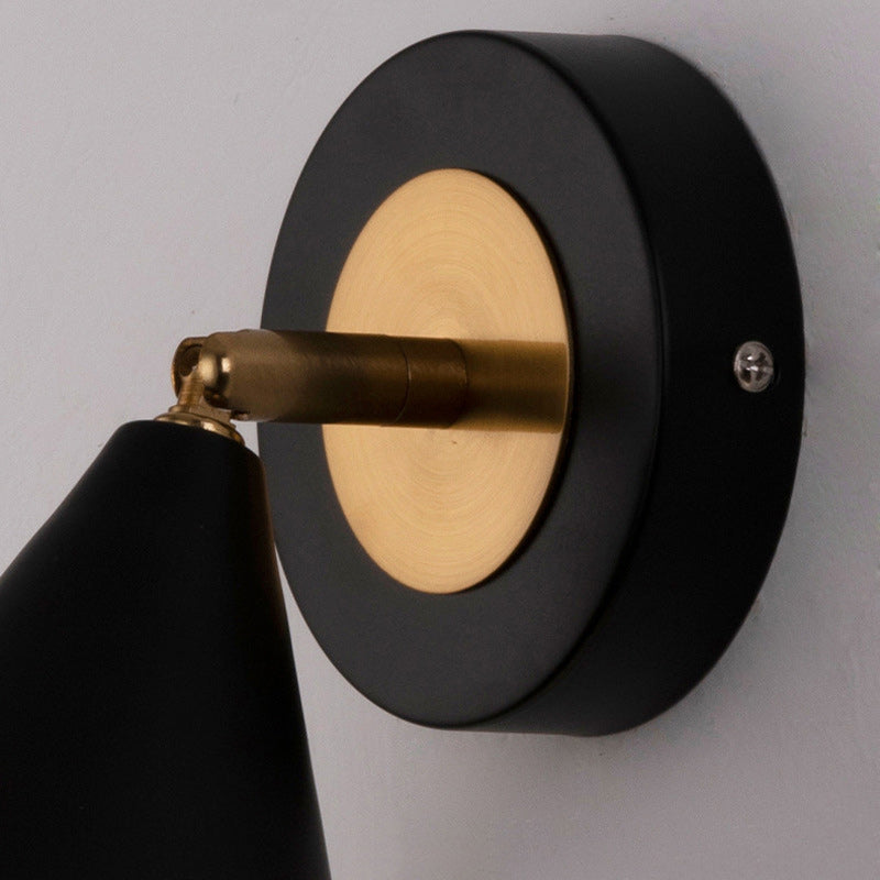 Modern Minimalist Iron Cone Shade 1-Light Rotatable Wall Sconce Lamp For Bedroom & Living Room