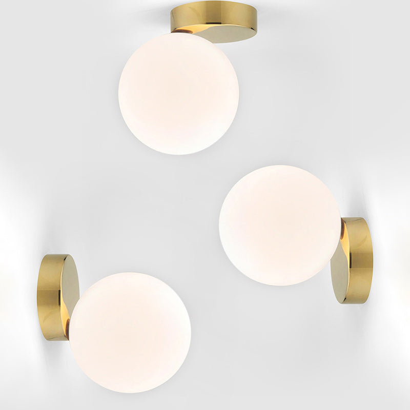 Contemporary Nordic Iron & Glass Globe 1-Light Semi-Flush Mount Ceiling Light For Bedroom & Living Room