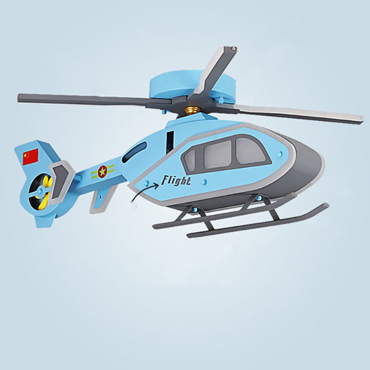Modern Creative Iron Acrylic Helicopter LED Semi-Flush Mount Ceiling Light For Kids' Bedroom
