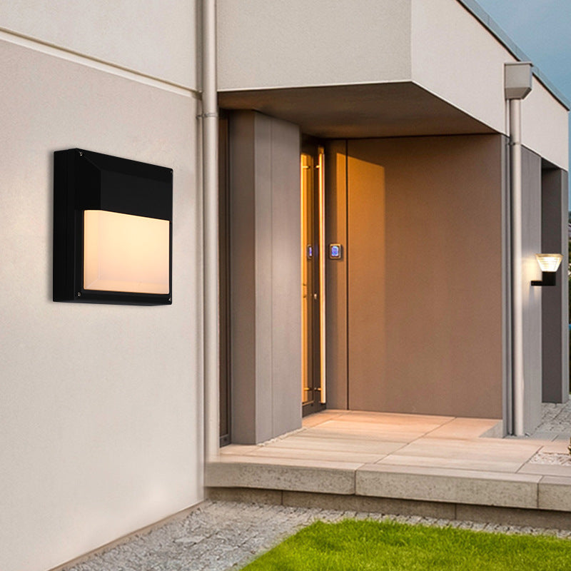 Modern Minimalist Aluminum & PC Square Waterproof LED Outdoor Wall Light For Patio & Balcony