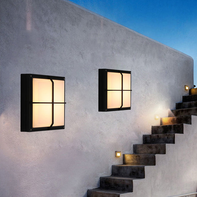 Modern Minimalist Aluminum & PC Square Waterproof LED Outdoor Wall Light For Patio & Balcony