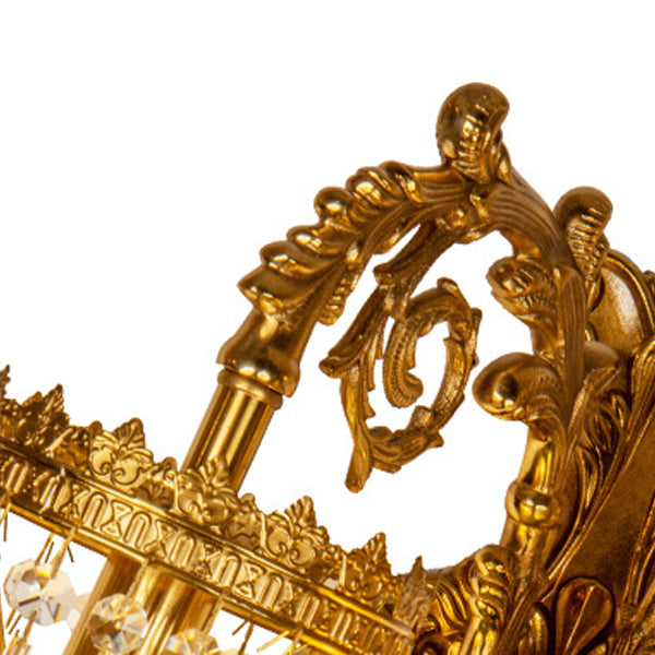 Traditional French Solid Brass & Crystal Carved Arm & Base 1/2-Light Wall Sconce Lamp For Bedroom & Living Room