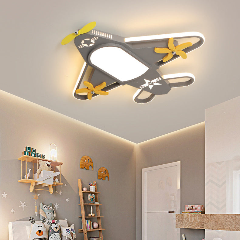 Contemporary Creative Iron & Acrylic Airplane LED Flush Mount Ceiling Light For Kids' Bedroom