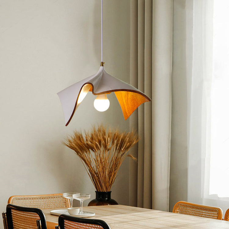 Contemporary Creative Iron & Resin Irregular Lotus-Shaped 1-Light Pendant Light For Bedroom & Living Room