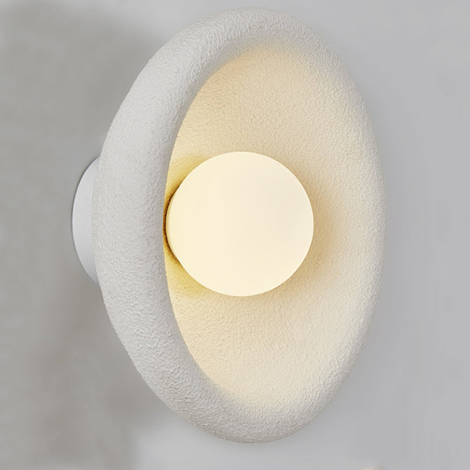 Modern Minimalist Polystyrene Bowl-Shaped 1-Light Wall Sconce Lamp For Bedroom & Living Room