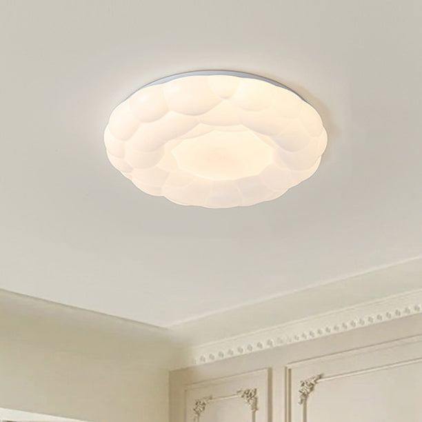 Modern Mid-Century Iron And Acrylic Round Cloud LED Flush Mount Ceiling Light For Bedroom And Living Room