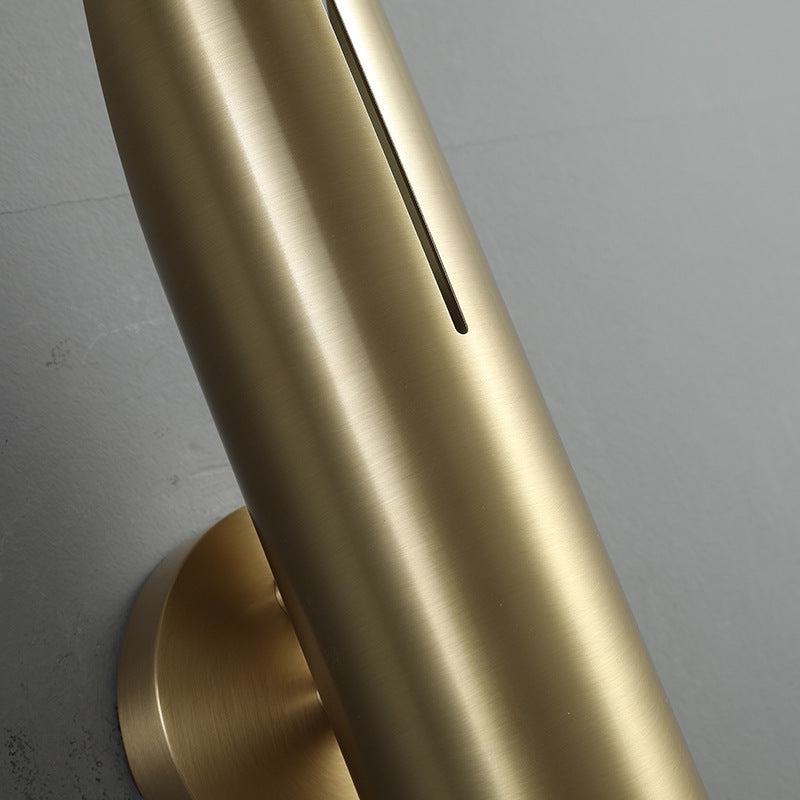 Modern Luxury Copper Triangular Cylindrical 1-Light Wall Sconce Lamp For Living Room And Bedroom