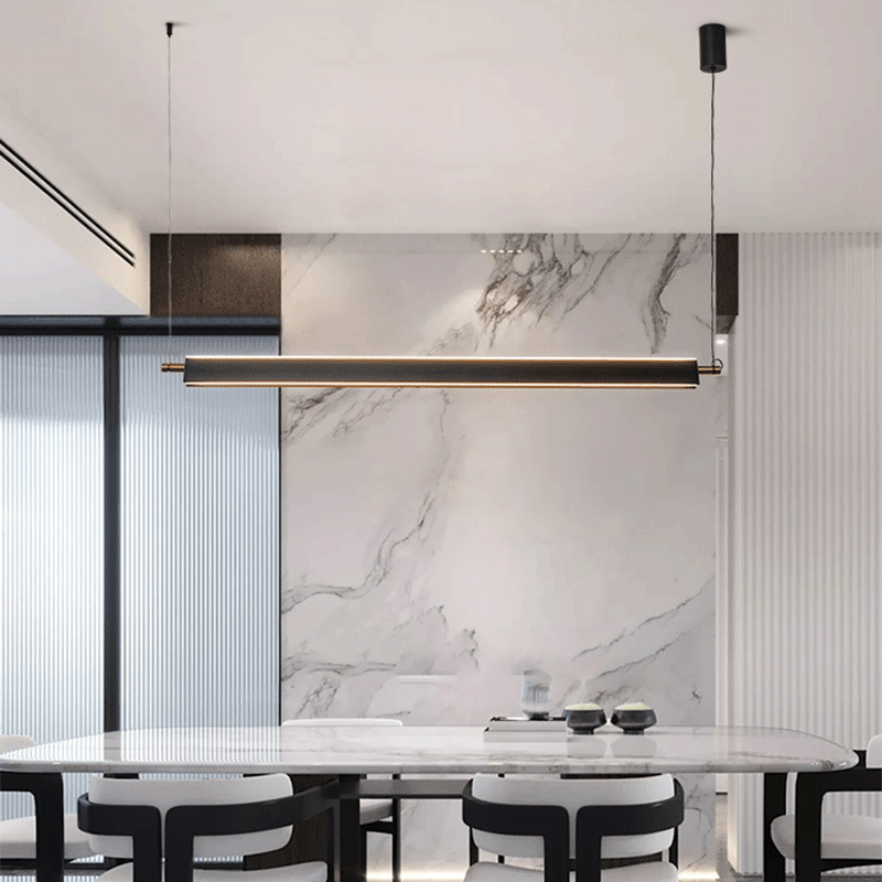 Modern Minimalist Metal PMMA Rectangle LED Island Light Chandelier For Dining Room