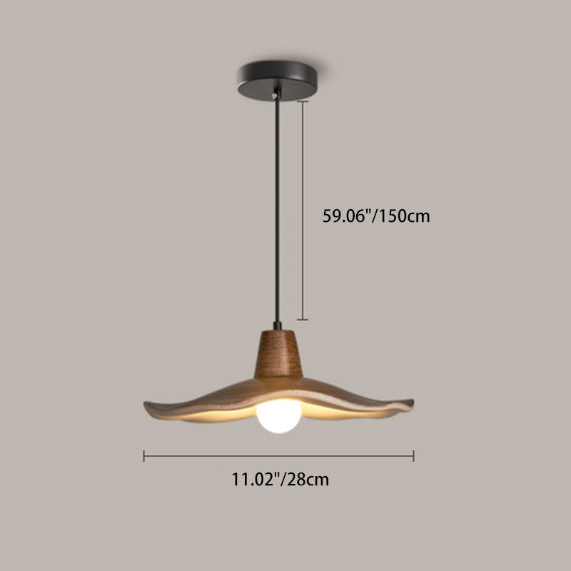 Traditional Chinese Iron & Resin Irregular Round 1-Light Pendant Light For Living Room