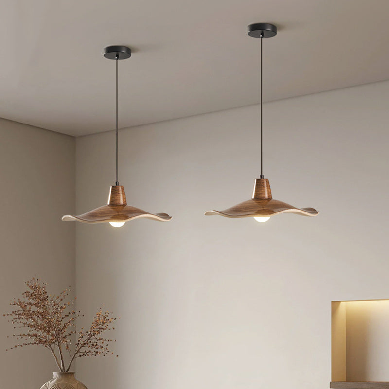 Traditional Chinese Iron & Resin Irregular Round 1-Light Pendant Light For Living Room