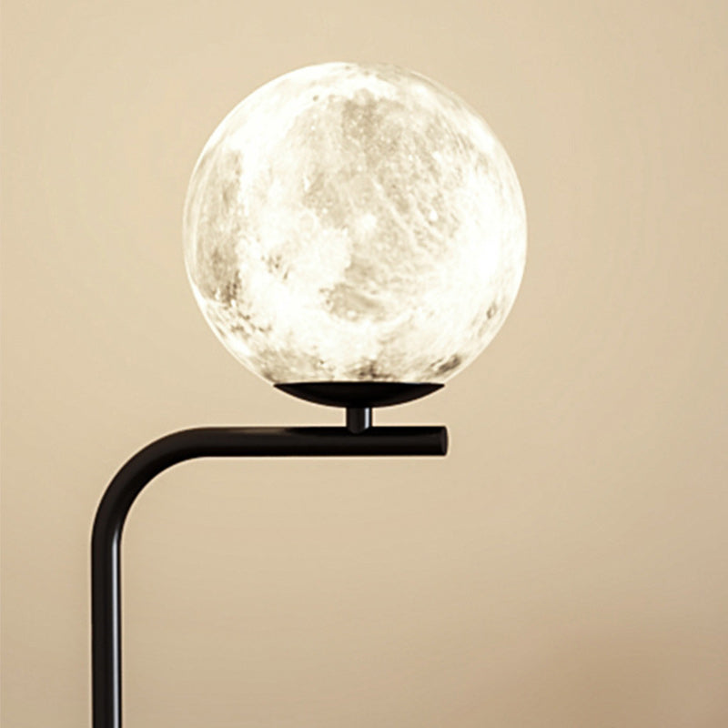 Modern Mid-Century Iron Glass Resin Round Shade 1-Light Standing Floor Lamp For Bedroom