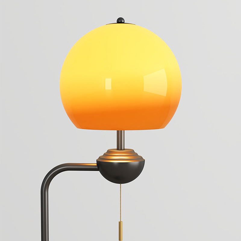 Modern Mid-Century Iron Glass Resin Round Shade 1-Light Standing Floor Lamp For Bedroom
