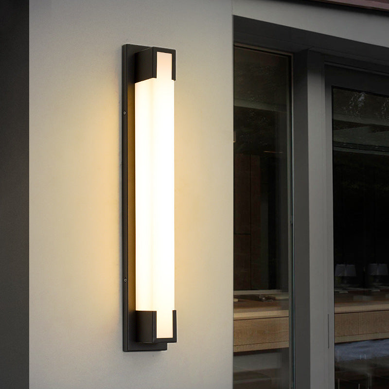 Modern Minimalist Stainless Steel Acrylic Rectangular LED Wall Sconce Lamp For Outdoor Patio