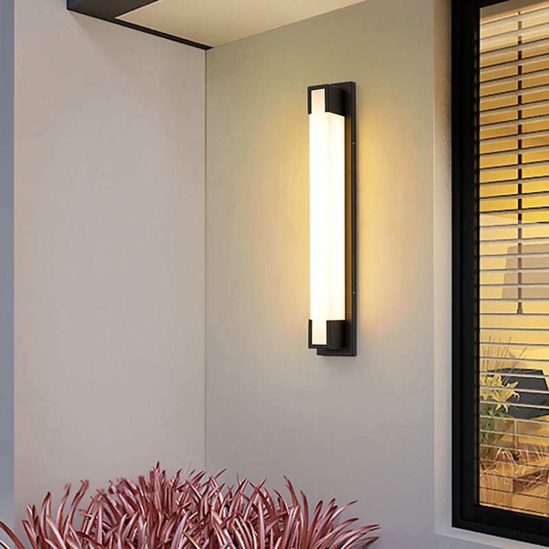 Modern Minimalist Stainless Steel Acrylic Rectangular LED Wall Sconce Lamp For Outdoor Patio