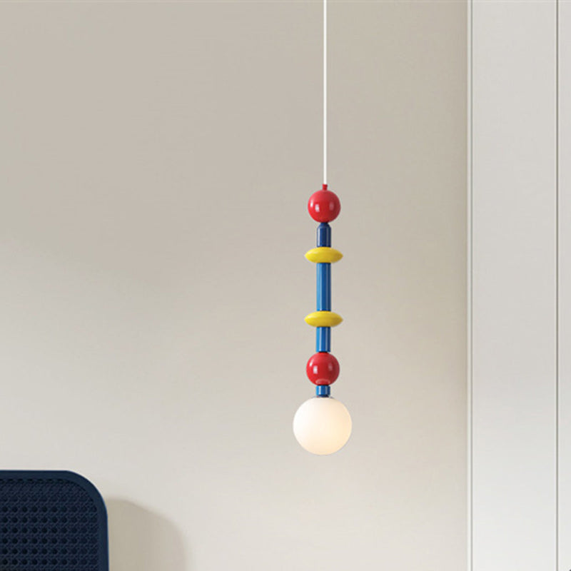 Contemporary Creative Iron And Glass Cylinder Globe 1-Light Pendant Light For Bedroom