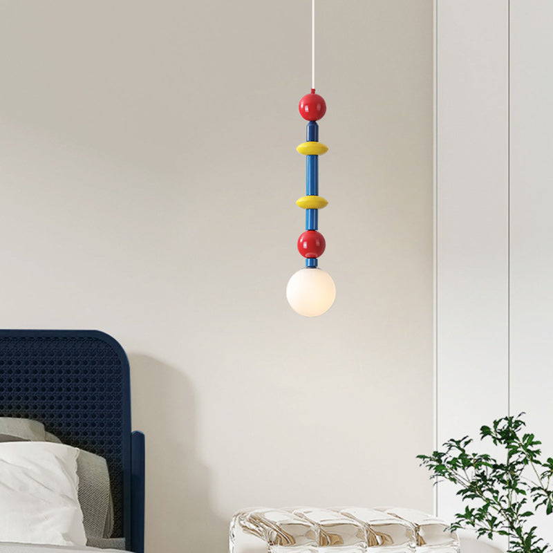 Contemporary Creative Iron And Glass Cylinder Globe 1-Light Pendant Light For Bedroom