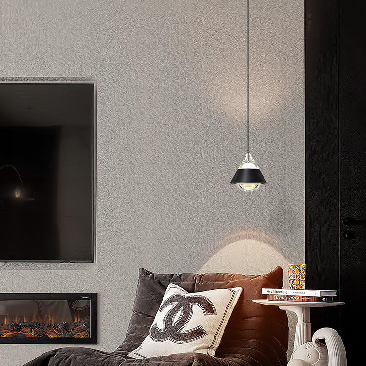 مصباح LED معلق على شكل كرة مخروطية من الألومنيوم والحديد بتصميم عصري بسيط لغرفة النوم