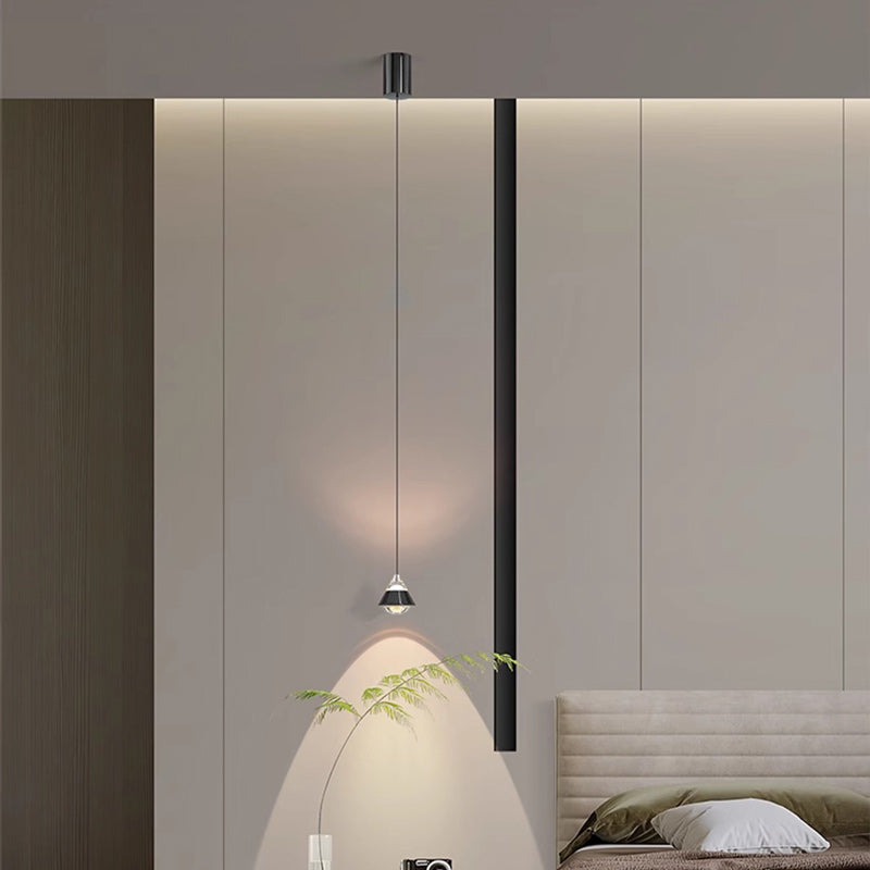 مصباح LED معلق على شكل كرة مخروطية من الألومنيوم والحديد بتصميم عصري بسيط لغرفة النوم
