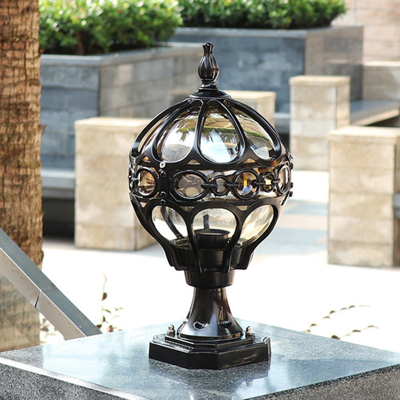 Traditional French Aluminum Glass Globe 1-Light Post Head Light Outdoor Light For Garden