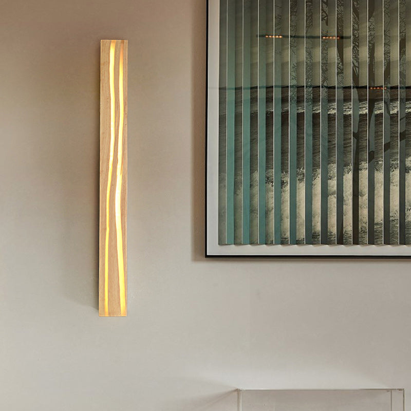 Contemporary Nordic Wood Resin Rectangular Cracked Wood Grain LED Wall Sconce Lamp For Living Room