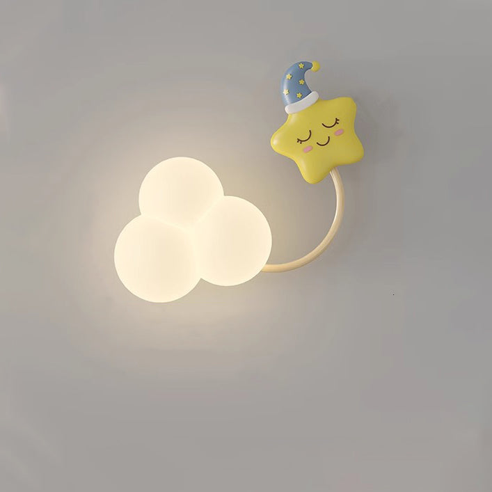 Contemporary Creative Iron & Plastic Cloud-Shaped LED Wall Sconce Lamp For Bedroom