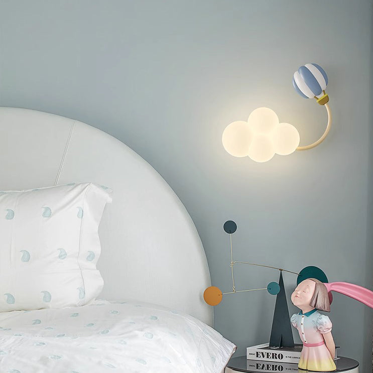 Contemporary Creative Iron & Plastic Cloud-Shaped LED Wall Sconce Lamp For Bedroom
