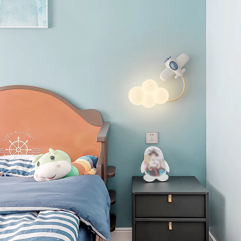 Contemporary Creative Iron & Plastic Cloud-Shaped LED Wall Sconce Lamp For Bedroom