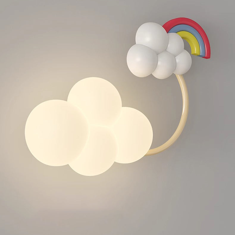 Contemporary Creative Iron & Plastic Cloud-Shaped LED Wall Sconce Lamp For Bedroom