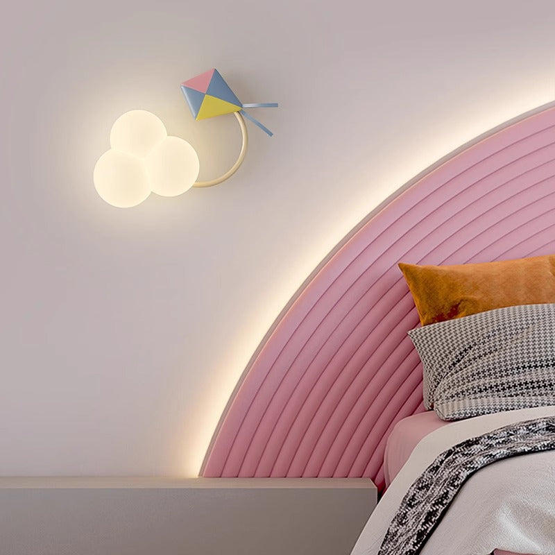 Contemporary Creative Iron & Plastic Cloud-Shaped LED Wall Sconce Lamp For Bedroom