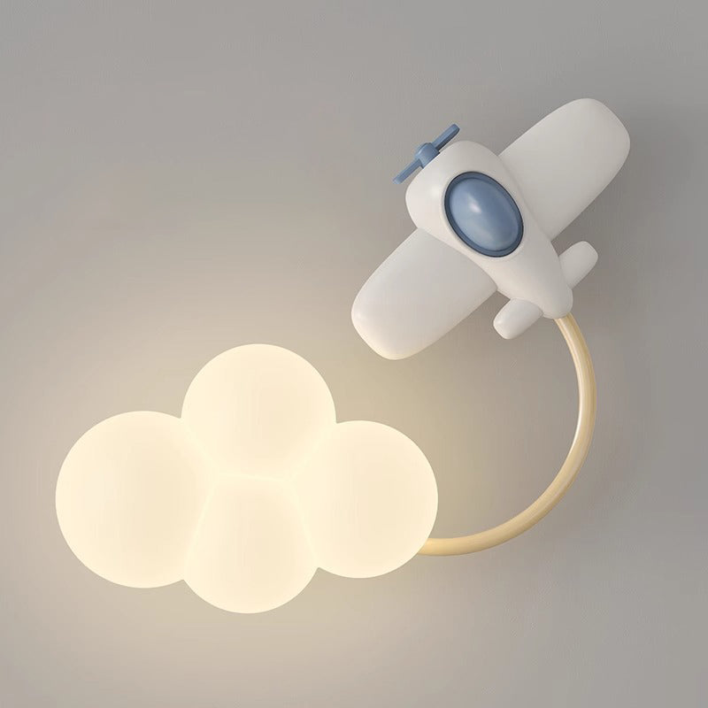 Contemporary Creative Iron & Plastic Cloud-Shaped LED Wall Sconce Lamp For Bedroom