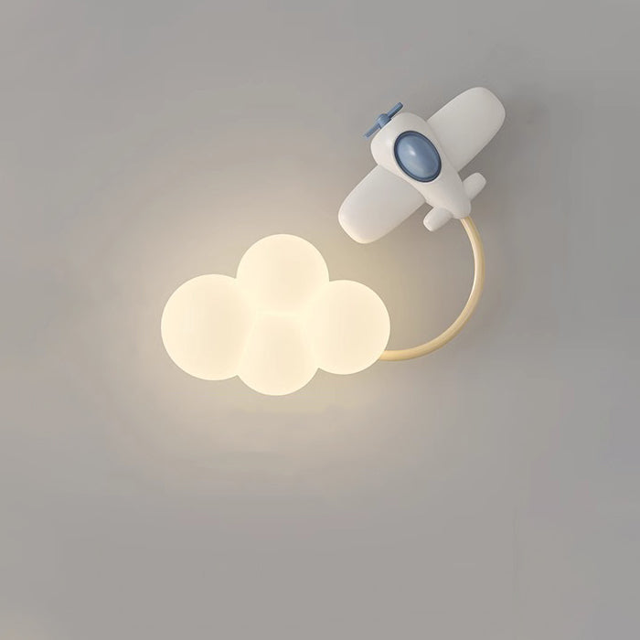 Contemporary Creative Iron & Plastic Cloud-Shaped LED Wall Sconce Lamp For Bedroom