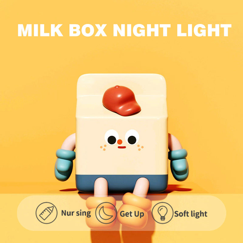 Contemporary Creative ABS Silicone Milk Carton LED Night Light Table Lamp For Bedroom