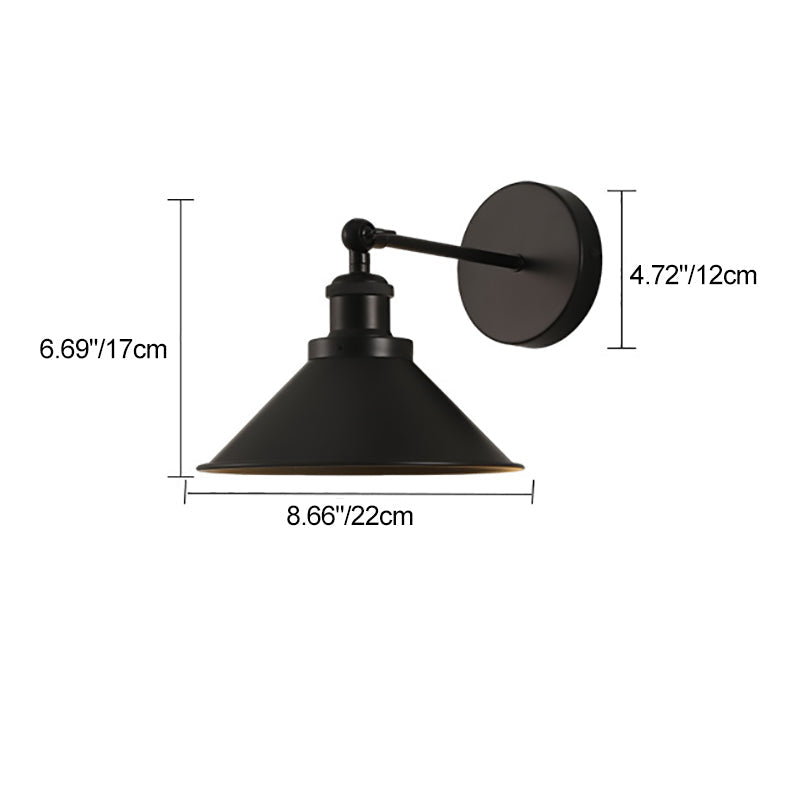 Contemporary Retro Iron Round Cone 1-Light Wall Sconce Lamp For Living Room