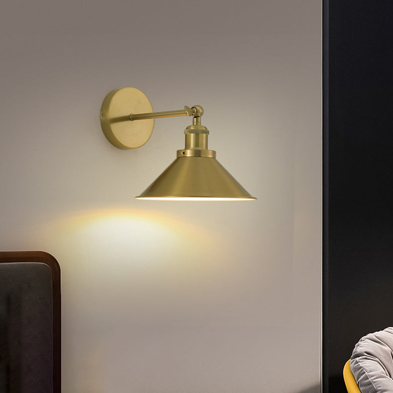 Contemporary Retro Iron Round Cone 1-Light Wall Sconce Lamp For Living Room