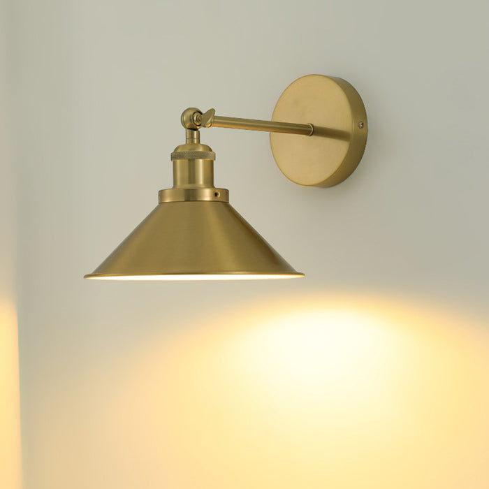 Contemporary Retro Iron Round Cone 1-Light Wall Sconce Lamp For Living Room