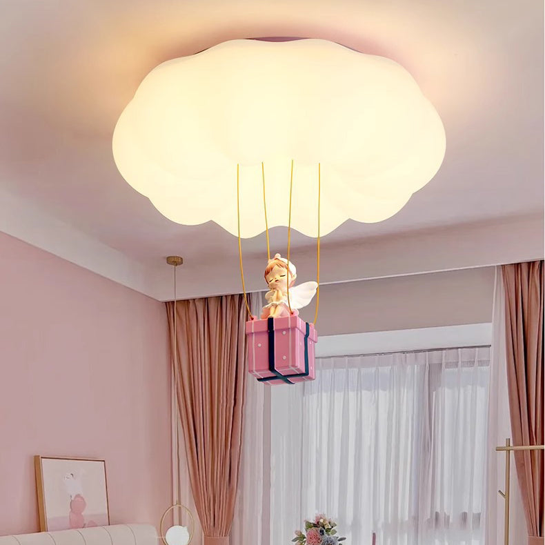 Contemporary Creative Iron Acrylic Resin Cloud Shape LED Flush Mount Ceiling Light For Girl's Bedroom