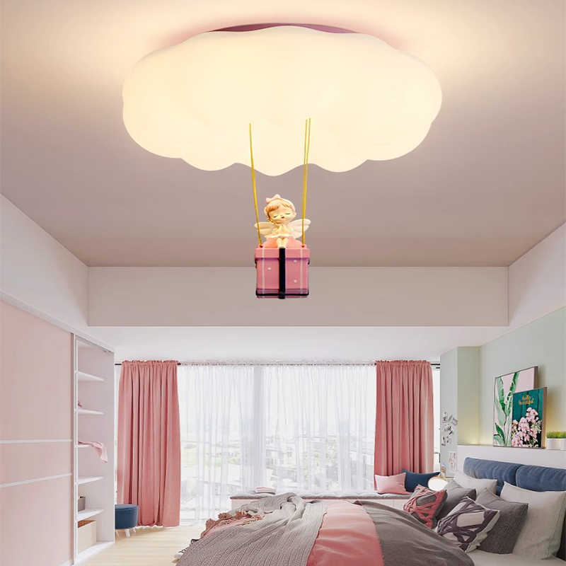 Contemporary Creative Iron Acrylic Resin Cloud Shape LED Flush Mount Ceiling Light For Girl's Bedroom