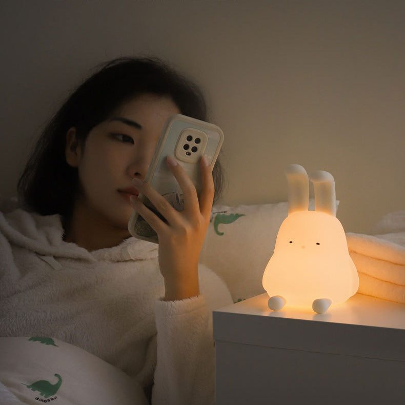 Contemporary Creative ABS Silicone Bunny LED Night Light Table Lamp For Bedroom