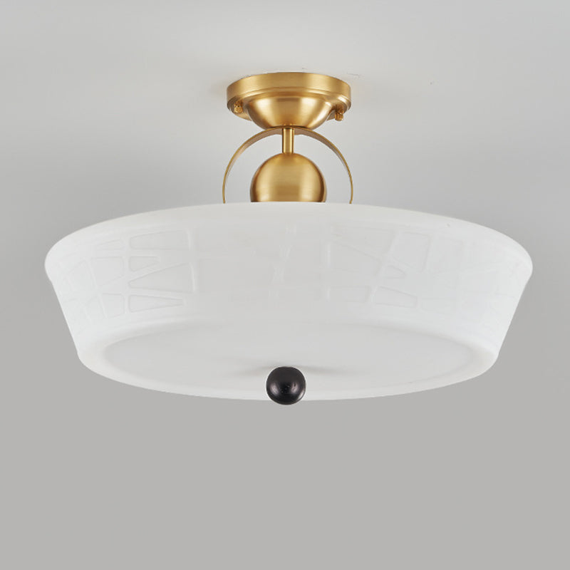Modern Mid-Century Brass Stainless Steel Acrylic Round Dome Semi-Flush Mount Light For Living Room