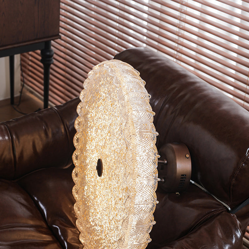 Modern Mid-Century Iron And Resin Round Leaf Texture LED Semi-Flush Mount Light For Living Room