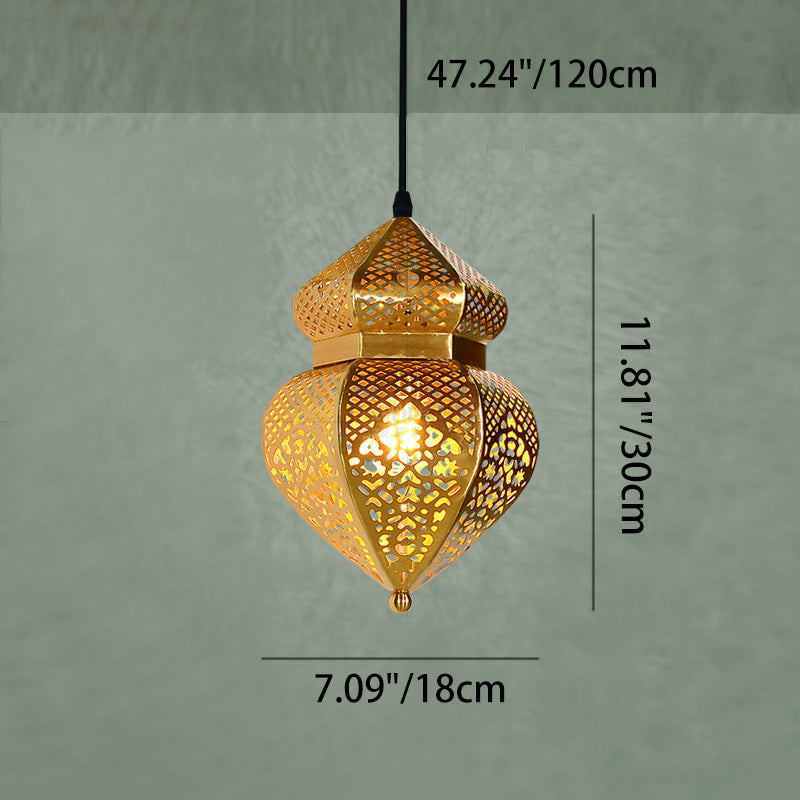 مصباح معلق حديث على شكل موقد مصنوع من الحديد المجوف بتصميم آرت ديكو، مزود بمصباح واحد لغرفة المعيشة