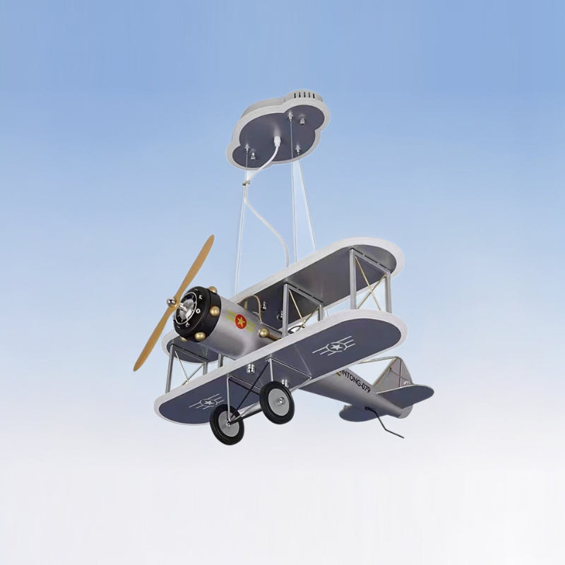 Contemporary Creative Kid Iron Resin Acrylic Airplane LED Chandelier For Bedroom