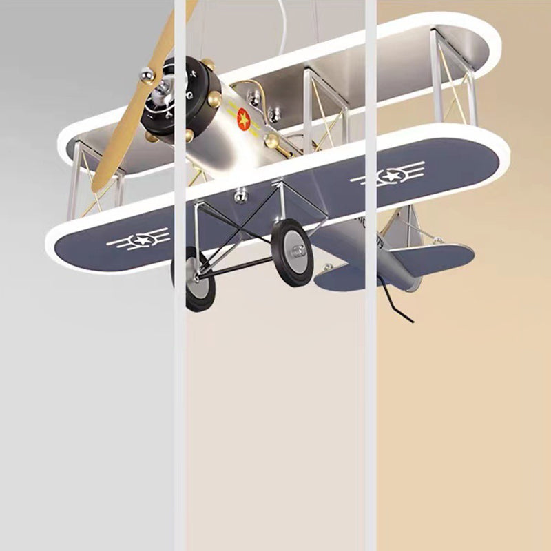 Contemporary Creative Kid Iron Resin Acrylic Airplane LED Chandelier For Bedroom