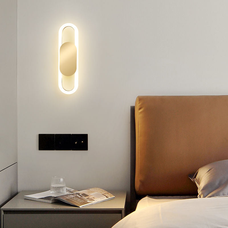 Contemporary Nordic Metal & Silicone Oval LED Wall Sconce Lamp For Bedroom And Living Room
