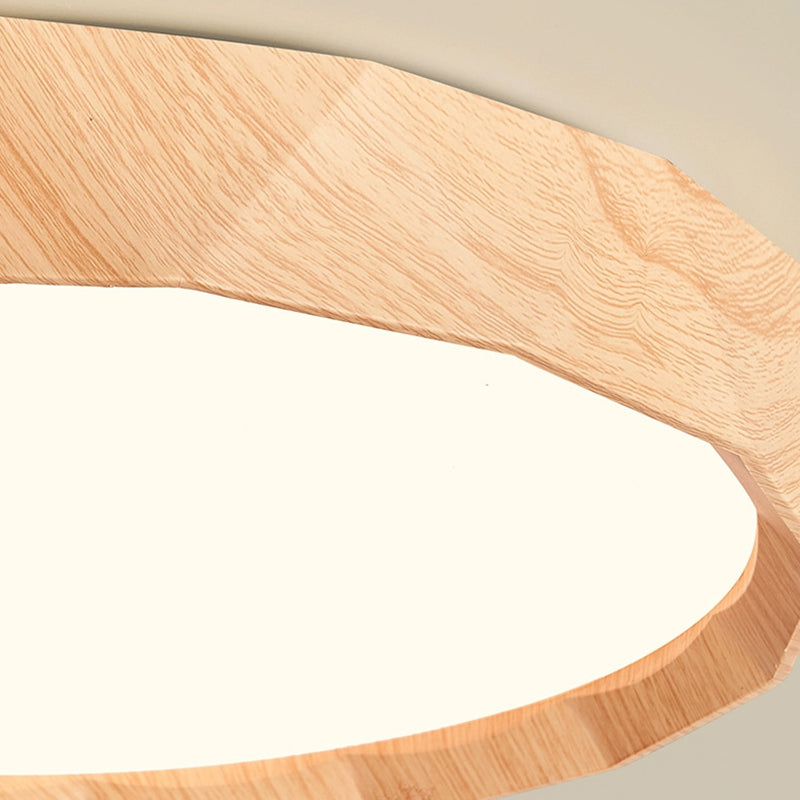 مصباح سقف LED دائري هندسي مصنوع من خشب المطاط والأكريليك بتصميم عصري بسيط لغرفة النوم وغرفة المعيشة