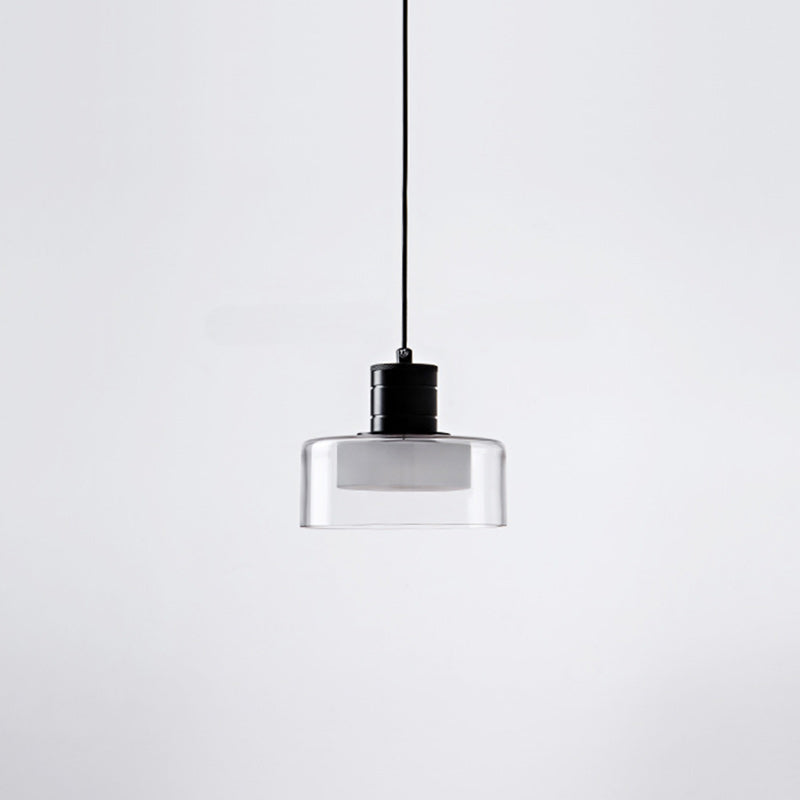 Contemporary Nordic Iron & Glass Cylinder LED Pendant Light For Bedroom & Living Room