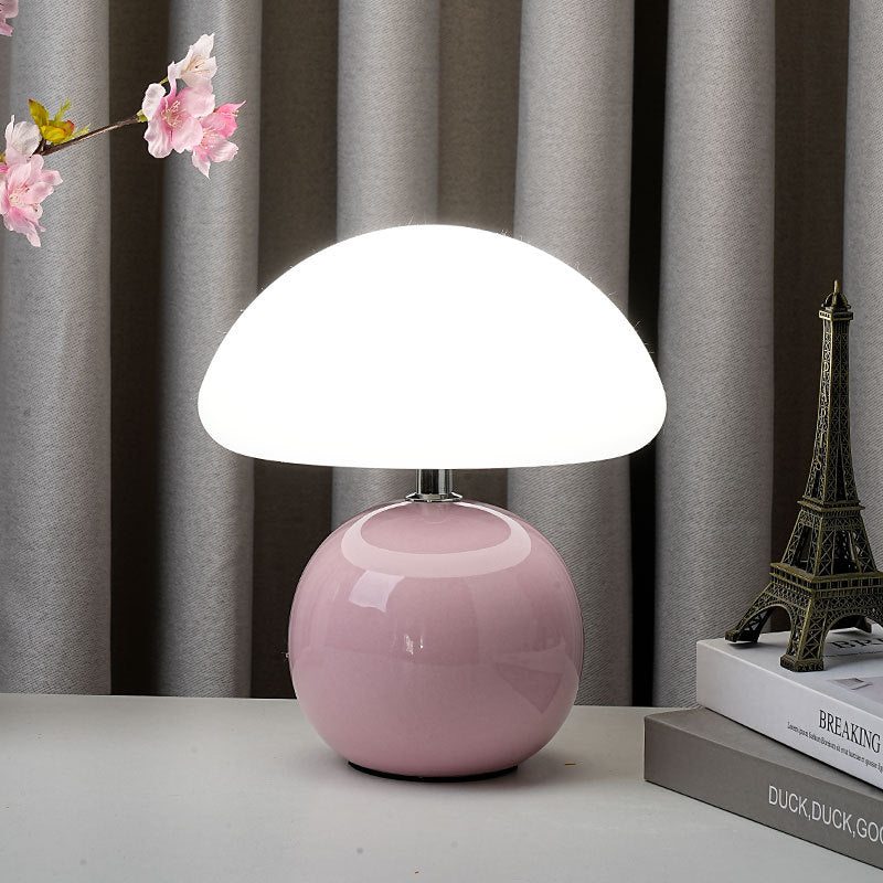 Modern Art Deco Ceramic & Rotational Molding Mushroom-Shaped LED Table Lamp For Bedroom & Living Room