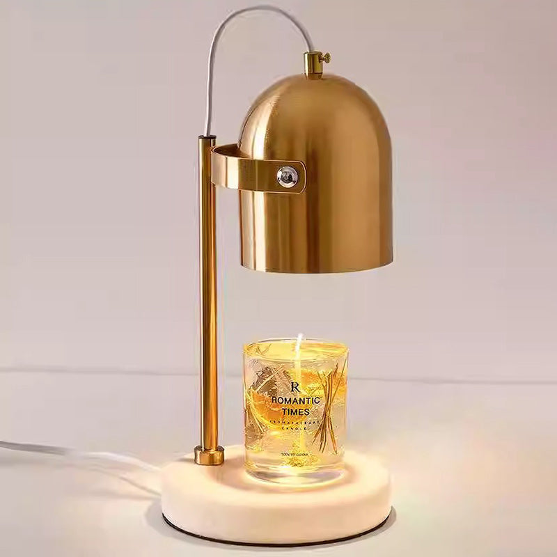 Modern Minimalist Metal & Marble Round Base 1-Light Melting Wax Table Lamp With Adjustable Angle For Bedroom & Living Room